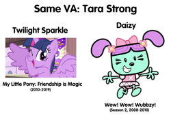 Size: 1024x768 | Tagged: safe, edit, edited screencap, screencap, character:twilight sparkle, character:twilight sparkle (alicorn), species:alicorn, species:pony, episode:three's a crowd, g4, my little pony: friendship is magic, daizy, exploitable meme, female, meme, same voice actor, spoiler alert, tara strong, wow wow wubbzy