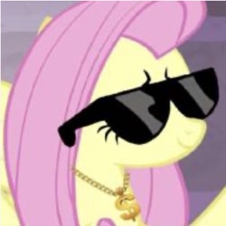 Size: 635x635 | Tagged: safe, edit, edited screencap, screencap, character:fluttershy, species:pegasus, species:pony, cropped, deal with it, episode needed, female, lowres, solo, sunglasses