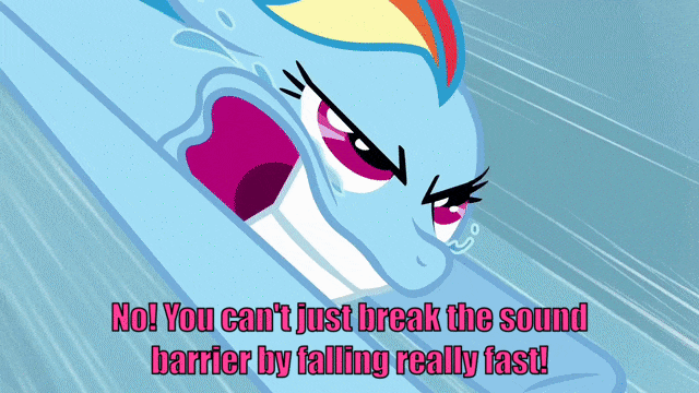 Size: 640x360 | Tagged: safe, edit, screencap, character:rainbow dash, species:pegasus, species:pony, episode:sonic rainboom, g4, my little pony: friendship is magic, animated, female, flying, gritted teeth, haha money printer go brrr, lightning, meme, ponified meme, rainbow trail, solo, sonic rainboom, teary eyes, text