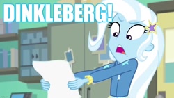 Size: 1280x720 | Tagged: safe, edit, edited screencap, screencap, character:trixie, equestria girls:forgotten friendship, g4, my little pony: equestria girls, my little pony:equestria girls, angry, caption, dinkleberg, image macro, meme, reference, text, the fairly oddparents, trixie yells at everything