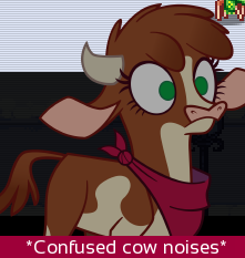 Size: 221x233 | Tagged: safe, community related, edit, edited screencap, screencap, character:arizona cow, species:cow, them's fightin' herds, descriptive noise, female, meme, solo