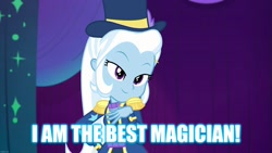 Size: 1920x1080 | Tagged: safe, edit, edited screencap, screencap, character:trixie, equestria girls:spring breakdown, g4, my little pony: equestria girls, my little pony:equestria girls, caption, image macro, meme, text, trixie yells at everything
