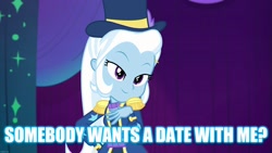 Size: 1920x1080 | Tagged: safe, edit, edited screencap, screencap, character:trixie, equestria girls:spring breakdown, g4, my little pony: equestria girls, my little pony:equestria girls, caption, image macro, meme, text, trixie yells at everything