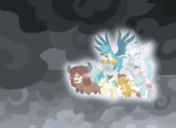 Size: 494x360 | Tagged: safe, edit, edited screencap, screencap, character:applejack, character:cozy glow, character:flash magnus, character:fluttershy, character:gallus, character:lord tirek, character:meadowbrook, character:ocellus, character:pinkie pie, character:queen chrysalis, character:rainbow dash, character:rarity, character:rockhoof, character:sandbar, character:silverstream, character:smolder, character:spike, character:twilight sparkle, character:twilight sparkle (alicorn), character:yona, species:alicorn, species:centaur, species:changedling, species:changeling, species:classical hippogriff, species:dragon, species:earth pony, species:griffon, species:hippogriff, species:pegasus, species:pony, species:reformed changeling, species:unicorn, species:yak, episode:the ending of the end, g4, my little pony: friendship is magic, alicornified, animated, candy, changeling queen, cozycorn, cropped, dragoness, female, food, low quality, male, mare, race swap, skittles, sound, stallion, starswirl, taste the rainbow, ultimate chrysalis, webm, windigo, winged spike