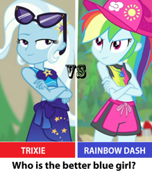 Size: 1092x1248 | Tagged: safe, edit, edited screencap, screencap, character:rainbow dash, character:trixie, equestria girls:forgotten friendship, g4, my little pony: equestria girls, my little pony:equestria girls, clothing, geode of super speed, magical geodes, swimsuit