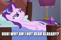 Size: 649x426 | Tagged: safe, edit, edited screencap, screencap, character:starlight glimmer, episode:a royal problem, g4, my little pony: friendship is magic, caption, cropped, female, image macro, mood, solo, text