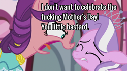 Size: 1280x720 | Tagged: safe, edit, edited screencap, screencap, character:diamond tiara, character:spoiled rich, episode:crusaders of the lost mark, g4, my little pony: friendship is magic, abuse, female, mother and child, mother and daughter, mother's day, tiarabuse, yelling
