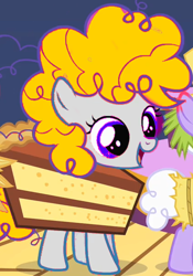 Size: 420x600 | Tagged: safe, edit, edited screencap, screencap, character:surprise, species:pegasus, species:pony, episode:the cutie mark chronicles, g1, g4, my little pony: friendship is magic, cake, cropped, cute, female, filly, food, g1 to g4, generation leap, recolor, smiling