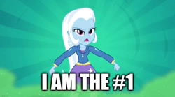 Size: 1280x714 | Tagged: safe, edit, edited screencap, screencap, character:trixie, equestria girls:rainbow rocks, g4, my little pony: equestria girls, my little pony:equestria girls, caption, image macro, meme, text, trixie yells at everything