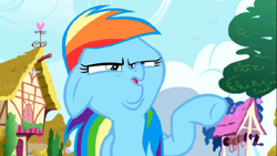 Size: 1280x720 | Tagged: safe, edit, edited screencap, screencap, character:diamond tiara, character:rainbow dash, species:pegasus, species:pony, episode:friendship is magic, g4, my little pony: friendship is magic, arin hanson face, face swap, female, solo, wat, wrong eye color