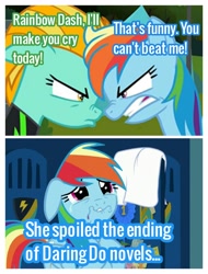 Size: 2522x3326 | Tagged: safe, edit, edited screencap, screencap, character:lightning dust, character:rainbow dash, episode:parental glideance, episode:the washouts, g4, my little pony: friendship is magic, crying, pure unfiltered evil