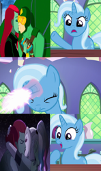 Size: 1080x1820 | Tagged: safe, edit, edited screencap, screencap, character:trixie, episode:all bottled up, g4, my little pony: friendship is magic, spoilers for another series, exploitable meme, female, harley quinn, harley quinn (2019), kissing, kite-man, lesbian, magic spell, meme, poison ivy, spell, trixie fixing meme