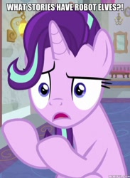 Size: 600x821 | Tagged: safe, edit, edited screencap, screencap, character:starlight glimmer, episode:a horse shoe-in, g4, my little pony: friendship is magic, caption, cropped, female, image macro, invader zim, solo, text