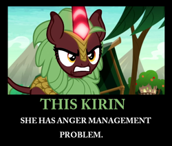 Size: 702x596 | Tagged: safe, edit, edited screencap, screencap, character:cinder glow, character:summer flare, species:kirin, episode:sounds of silence, g4, my little pony: friendship is magic, anger management, angry, background kirin, engrish, female, this will end in fire, this will end in nirik