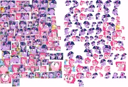 Size: 10000x6792 | Tagged: safe, edit, screencap, character:applejack, character:bulk biceps, character:pinkie pie, character:rainbow dash, character:twilight sparkle, character:twilight sparkle (alicorn), species:alicorn, species:pony, episode:a trivial pursuit, g4, my little pony: friendship is magic, bag, boop, comparison, faec, floppy ears, messy mane, noseboop, saddle bag, seasonwunner, simple background, tongue out, twilight snapple, vector, white background