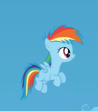Size: 316x360 | Tagged: safe, edit, edited screencap, screencap, character:rainbow dash, episode:the lost treasure of griffonstone, g4, my little pony: friendship is magic, animated, caption, cropped, female, filly, filly rainbow dash, fuck this shit i'm out, good trick, image macro, solo, spinning, text, vulgar, younger