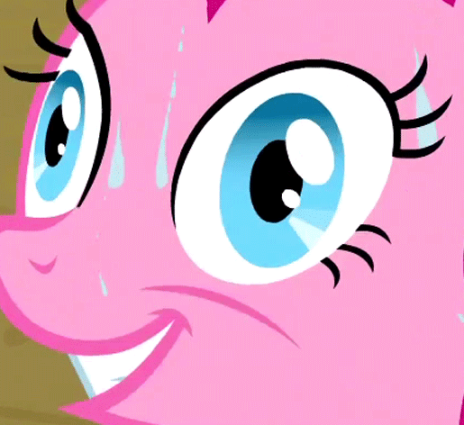 Size: 515x472 | Tagged: safe, edit, edited screencap, screencap, character:pinkie pie, species:earth pony, species:pony, episode:too many pinkie pies, g4, my little pony: friendship is magic, animated, cropped, female, gif, solo, sweat, vibrating