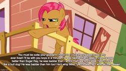 Size: 888x499 | Tagged: safe, edit, edited screencap, screencap, character:babs seed, episode:one bad apple, g4, my little pony: friendship is magic, coming to america, imgflip, meme, movie reference, pointing, vulgar