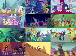 Size: 4321x3240 | Tagged: safe, edit, edited screencap, screencap, character:applejack, character:chief thunderhooves, character:cinder glow, character:dragon lord torch, character:fern flare, character:fluttershy, character:forest fall, character:king sombra, character:little strongheart, character:maple brown, character:pharynx, character:pinkie pie, character:prince pharynx, character:princess cadance, character:princess celestia, character:princess luna, character:princess skystar, character:prominence, character:pumpkin smoke, character:queen chrysalis, character:queen novo, character:rain shine, character:rainbow dash, character:rarity, character:sparkling brook, character:spring glow, character:stratus skyranger, character:summer flare, character:thorax, character:twilight sparkle, character:twilight sparkle (alicorn), character:twilight sparkle (unicorn), character:winter flame, species:alicorn, species:buffalo, species:changeling, species:classical hippogriff, species:dragon, species:earth pony, species:hippogriff, species:kirin, species:pegasus, species:pony, species:reformed changeling, species:unicorn, episode:gauntlet of fire, episode:luna eclipsed, episode:over a barrel, episode:sounds of silence, episode:swarm of the century, episode:the crystalling, episode:the cutie re-mark, episode:the last problem, episode:to change a changeling, episode:to where and back again, g4, my little pony: friendship is magic, my little pony: the movie (2017), amarant, ballista, barry, billy (dragon), changeling king, changeling queen, clypeus, collage, female, helmet, large and in charge, male, mane six, mare, mind control, princess twilight 2.0, professor mossmane, professor mosstone, rex (dragon), size comparison, sombra soldier, stallion, star swirl the bearded costume