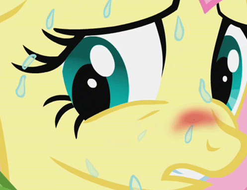 Size: 497x382 | Tagged: safe, edit, edited screencap, screencap, character:fluttershy, species:pegasus, species:pony, episode:green isn't your color, g4, my little pony: friendship is magic, animated, blushing, cropped, female, gif, scared, solo, sweat, vibrating, worried