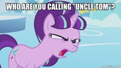 Size: 600x337 | Tagged: safe, edit, edited screencap, screencap, character:starlight glimmer, episode:the cutie re-mark, caption, family guy, image macro, text