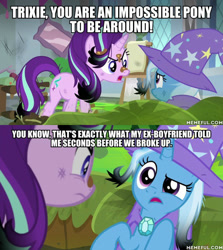 Size: 600x674 | Tagged: safe, edit, edited screencap, screencap, character:starlight glimmer, character:trixie, episode:a horse shoe-in, g4, my little pony: friendship is magic, caption, image macro, text