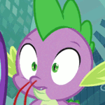Size: 150x150 | Tagged: safe, edit, edited screencap, screencap, character:spike, species:dragon, episode:the crystalling, g4, my little pony: friendship is magic, animated, blood, cropped, excited, gif, male, nosebleed, reaction image, shocked, shocked expression, shrunken pupils, solo, surprised, wide eyes