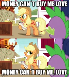 Size: 500x562 | Tagged: safe, edit, edited screencap, screencap, character:applejack, character:spike, character:twilight sparkle, species:alicorn, species:earth pony, species:pony, episode:the last problem, g4, my little pony: friendship is magic, caption, image macro, text