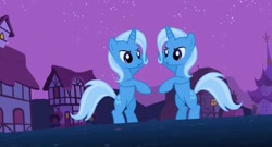 Size: 598x323 | Tagged: safe, edit, edited screencap, screencap, character:trixie, episode:magic duel, g4, my little pony: friendship is magic, bipedal, duality, lowres, ponidox, self ponidox