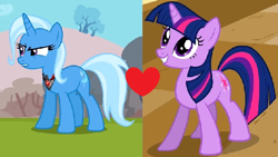 Size: 636x358 | Tagged: safe, edit, edited screencap, screencap, character:trixie, character:twilight sparkle, ship:twixie, female, lesbian, shipping, shipping domino