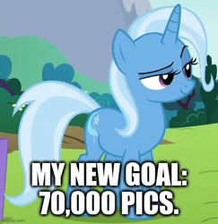 Size: 546x562 | Tagged: safe, edit, edited screencap, screencap, character:trixie, episode:no second prances, g4, my little pony: friendship is magic, caption, cropped, image macro, meme, text, trixie yells at everything