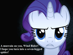 Size: 960x720 | Tagged: safe, edit, edited screencap, screencap, character:rarity, episode:bats!, g4, my little pony: friendship is magic, angry, cropped, implied wind rider, lines to be mumbled at ovington's, ogden nash, speech, talking