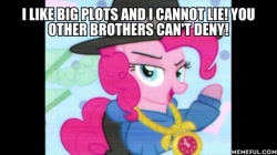 Size: 600x337 | Tagged: safe, edit, edited screencap, screencap, character:pinkie pie, episode:testing testing 1-2-3, g4, my little pony: friendship is magic, baby got back, caption, cropped, female, image macro, sir mix-a-lot, solo, song reference, text