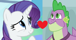 Size: 846x448 | Tagged: safe, edit, edited screencap, screencap, character:rarity, character:spike, ship:sparity, episode:the last problem, g4, my little pony: friendship is magic, cropped, female, gigachad spike, male, older, older spike, shipping, shipping domino, straight