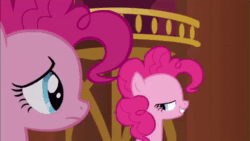 Size: 1920x1080 | Tagged: safe, edit, edited screencap, screencap, character:pinkie pie, species:earth pony, species:pony, episode:too many pinkie pies, g4, my little pony: friendship is magic, my little pony:pony life, animated, bet you can't make a face crazier than this, clone, clones, crossover, imminent death, magic, pinkie blind, pinkie clone, sound, surprised, webm
