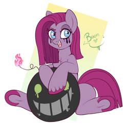 Size: 665x648 | Tagged: safe, artist:lulubell, character:pinkamena diane pie, character:pinkie pie, bomb, female, makeup, running makeup, solo, weapon