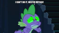 Size: 889x500 | Tagged: safe, edit, edited screencap, screencap, character:spike, species:dragon, episode:the crystal empire, g4, my little pony: friendship is magic, crying, greatest fear, magic, male, solo, the karate kid, the karate kid part iii