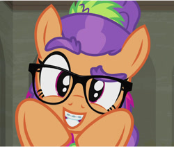 Size: 1200x1018 | Tagged: safe, edit, edited screencap, screencap, character:plaid stripes, episode:the saddle row review, g4, my little pony: friendship is magic, braces, cute, dork, glasses, nerd