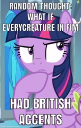 Size: 765x1200 | Tagged: safe, edit, edited screencap, screencap, character:spike, character:twilight sparkle, character:twilight sparkle (alicorn), species:alicorn, species:dragon, species:pony, episode:sparkle's seven, g4, my little pony: friendship is magic, caption, cropped, everycreature, hoof on chin, image macro, meme, solo focus, text, winged spike