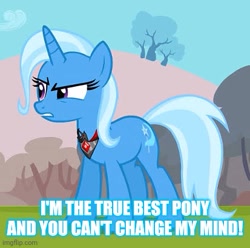 Size: 413x409 | Tagged: safe, edit, edited screencap, screencap, character:trixie, episode:magic duel, g4, my little pony: friendship is magic, caption, cropped, image macro, meme, text, trixie yells at everything