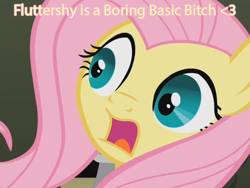 Size: 640x480 | Tagged: safe, edit, edited screencap, screencap, character:fluttershy, species:pegasus, species:pony, episode:the return of harmony, g4, my little pony: friendship is magic, alliteration, boring, female, it's okay op you tried, mare, op is a duck, op is trying to be edgy, op is trying to start shit, op is trying too hard, solo, vulgar