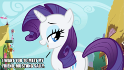 Size: 889x500 | Tagged: safe, edit, edited screencap, screencap, character:rarity, species:pony, species:unicorn, episode:the ticket master, g4, my little pony: friendship is magic, looking at you, pun, song reference, talking, wilson picket