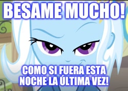 Size: 613x435 | Tagged: safe, edit, edited screencap, screencap, character:trixie, equestria girls:forgotten friendship, g4, my little pony: equestria girls, my little pony:equestria girls, cropped, lyrics, song reference, spanish, text