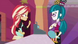 Size: 1280x720 | Tagged: safe, edit, edited screencap, screencap, character:juniper montage, character:sunset shimmer, equestria girls:mirror magic, g4, my little pony: equestria girls, my little pony:equestria girls, spoiler:eqg specials, animated, belsnickel, dewey, dilan, donald duck, huey, louie, mokey's show, sound, sr pelo, sunset sees things, webm
