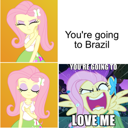 Size: 809x810 | Tagged: safe, edit, edited screencap, screencap, character:fluttershy, episode:the best night ever, g4, my little pony: friendship is magic, my little pony:equestria girls, flutterrage, hotline bling, meme, you're going to brazil, you're going to love me