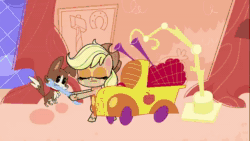 Size: 854x480 | Tagged: safe, edit, edited screencap, screencap, character:angel bunny, character:applejack, character:fluttershy, character:gummy, character:opalescence, character:owlowiscious, character:pinkie pie, character:rainbow dash, character:rarity, character:spike, character:tank, character:twilight sparkle, character:twilight sparkle (alicorn), character:winona, species:alicorn, species:bird, species:dog, species:dragon, species:earth pony, species:owl, species:pegasus, species:pony, species:rabbit, species:unicorn, episode:the fast and the furriest, g4.5, my little pony: pony life, my little pony:pony life, spoiler:pony life s01e11, alligator, angel is not amused, animal, animated, car, cat, mane seven, mane six, sound, tortoise, unnamed character, unnamed pony, wacky races, webm, wrench