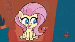 Size: 1920x1072 | Tagged: safe, edit, edited screencap, screencap, character:applejack, character:fluttershy, character:pinkie pie, character:rainbow dash, character:rarity, character:twilight sparkle, character:twilight sparkle (alicorn), species:alicorn, species:earth pony, species:pegasus, species:pony, species:unicorn, episode:bighoof walking, g4.5, my little pony: pony life, my little pony:pony life, spoiler:pony life s01e09, animated, chair, cushion, cute, fluttershy's cottage, ponies with technology, shocked, shrunken pupils, shyabetes, sitting, smiling, so majestic!, sound, starry eyes, suprised look, tablet, talking, the scream, treehouse logo, webm, wide eyes, wingding eyes