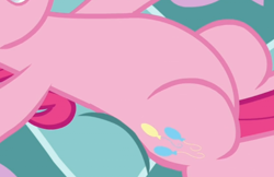Size: 696x450 | Tagged: safe, edit, edited screencap, screencap, character:pinkie pie, episode:the one where pinkie pie knows, g4, my little pony: friendship is magic, bed, belly, cropped, female, lying on bed, on bed, pictures of bellies, solo