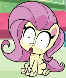 Size: 355x417 | Tagged: safe, edit, screencap, character:fluttershy, episode:bad thing no. 3, g4.5, my little pony: pony life, my little pony:pony life, spoiler:pony life s01e05, cropped, shrunken pupils