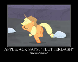 Size: 750x600 | Tagged: source needed, useless source url, safe, edit, edited screencap, screencap, character:applejack, species:earth pony, species:pony, meme, motivational poster, text